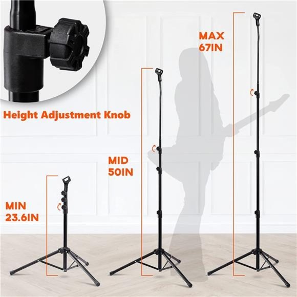 Microphone Stand,Metal Height Adjustable＆360°Gooseneck Boom Arm Mic Stand Tripod - Picture 2 of 6
